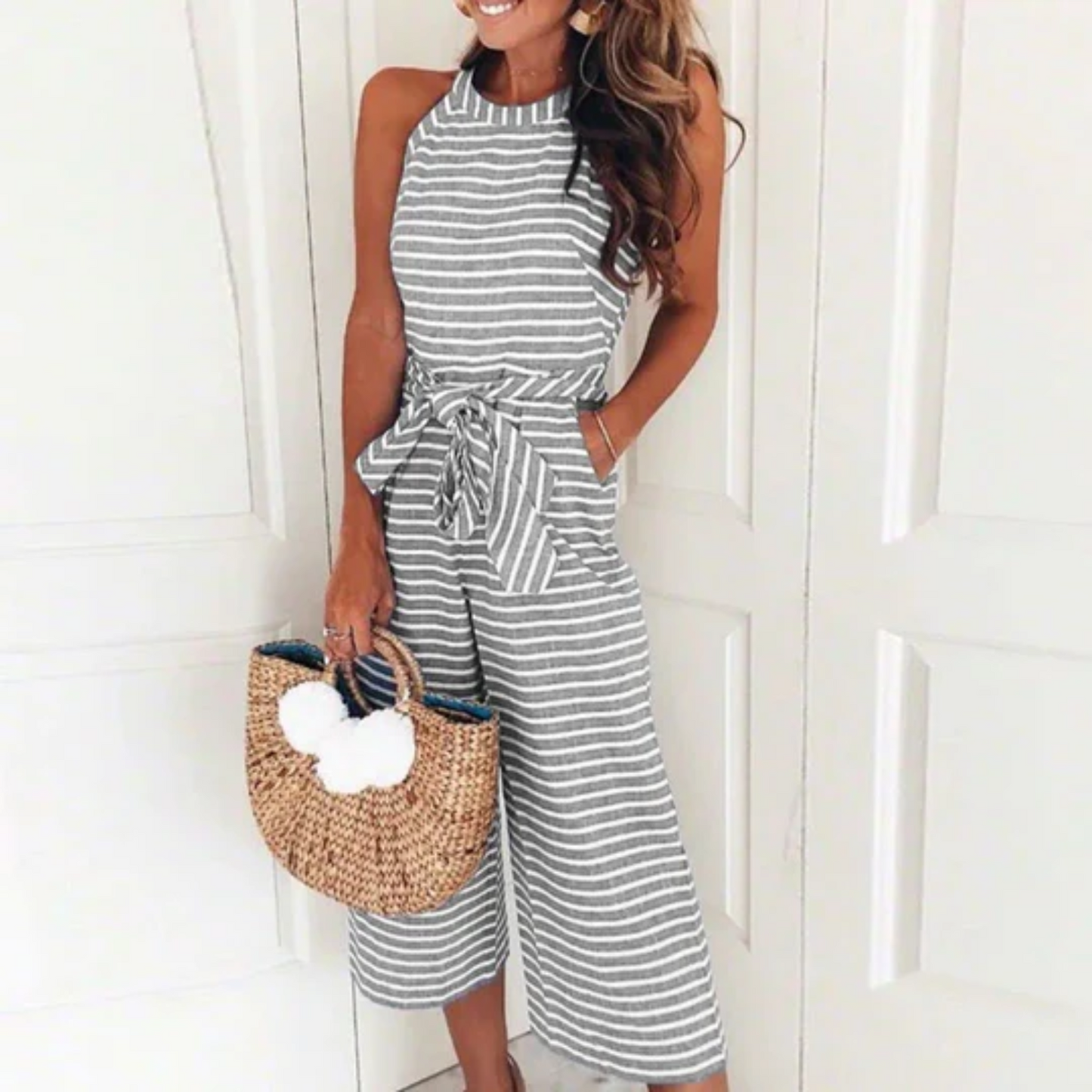 Trixie Women Striped Sleeveless Jumpsuit - Summer Fashion Essential - Redemption By Ashley North