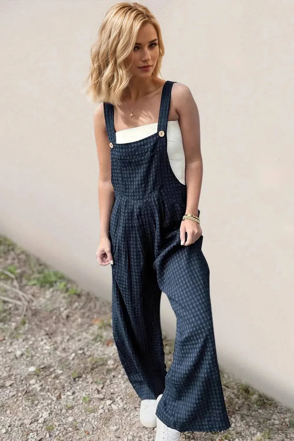 Oh Full Size Plaid Wide Leg Overalls with Pockets - Comfortable and Stylish - Redemption By Ashley North