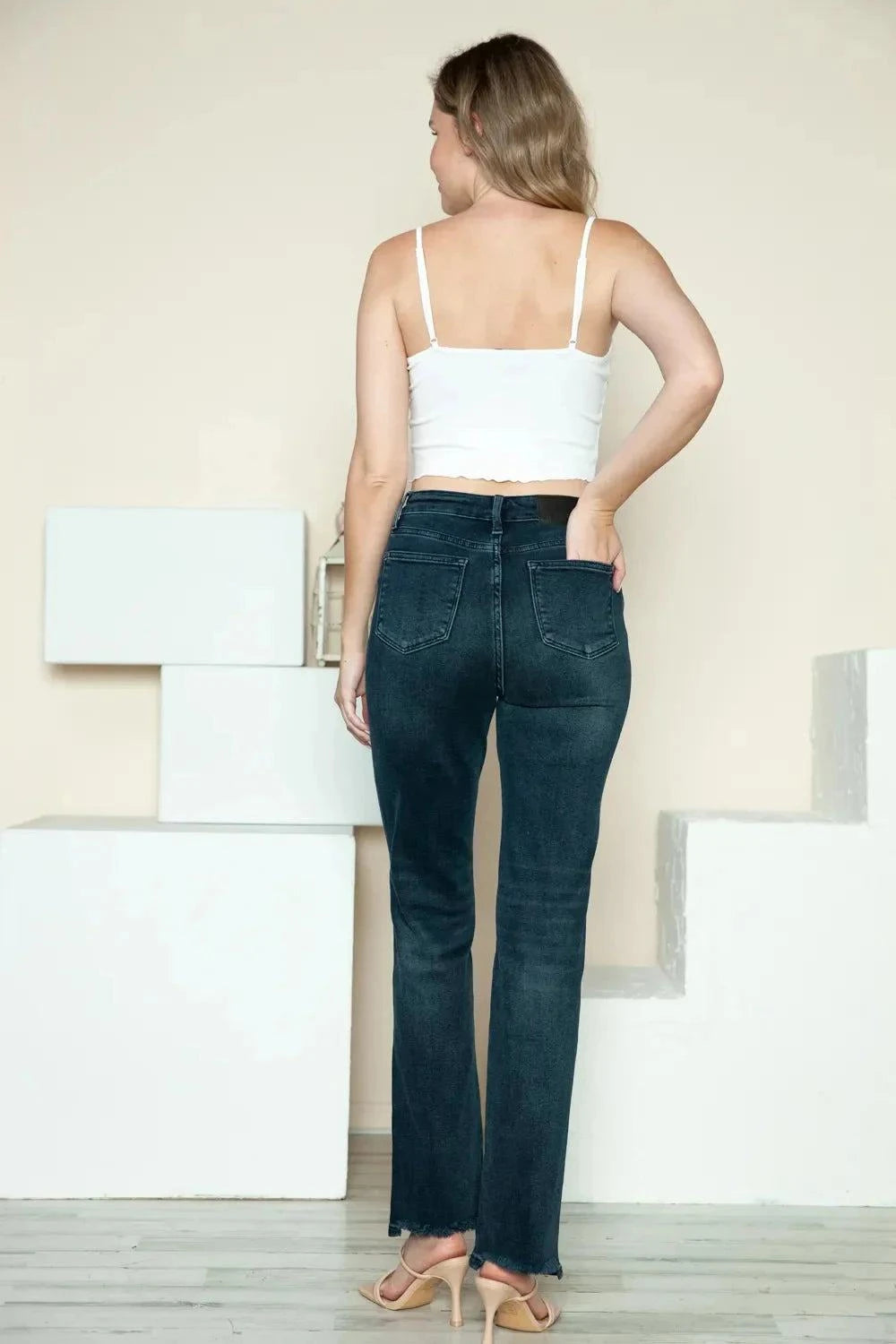 Judy Blue Straight Jeans Full Size Button Fly Hem Destroyed Style - Redemption By Ashley North