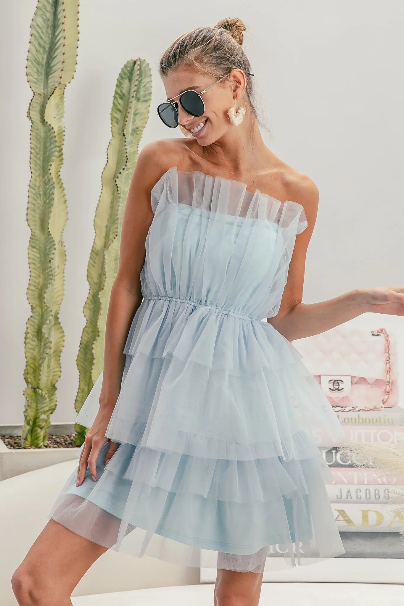 BiBi Sleeveless Layered Organza Dress.