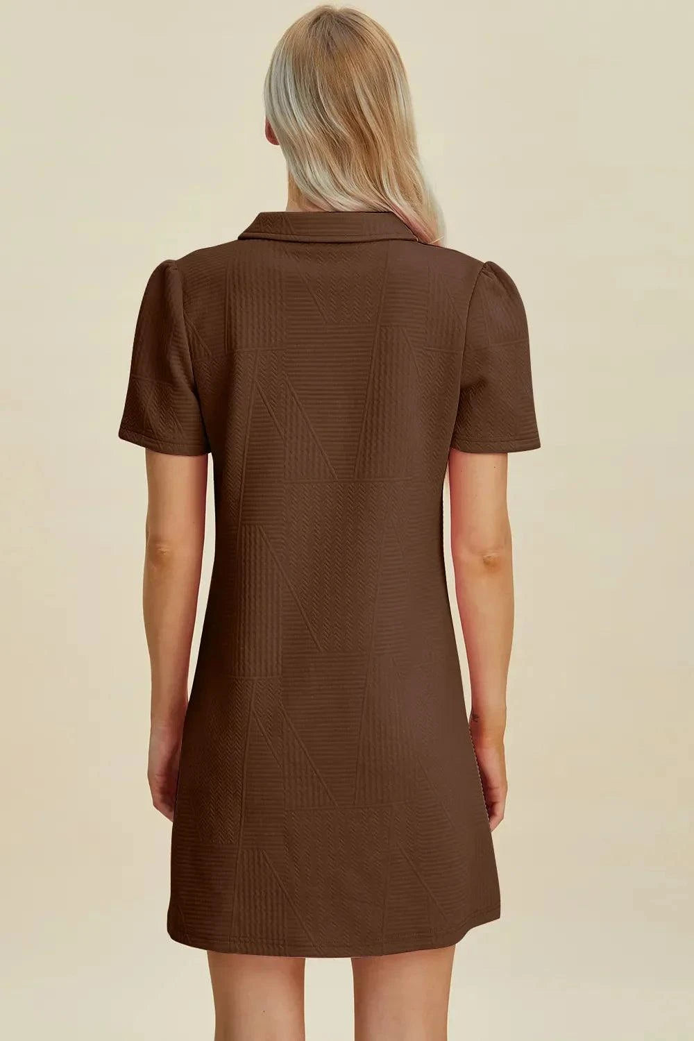 Short Sleeve Texture Dress - Double Take Full Size Fashion - Redemption By Ashley North