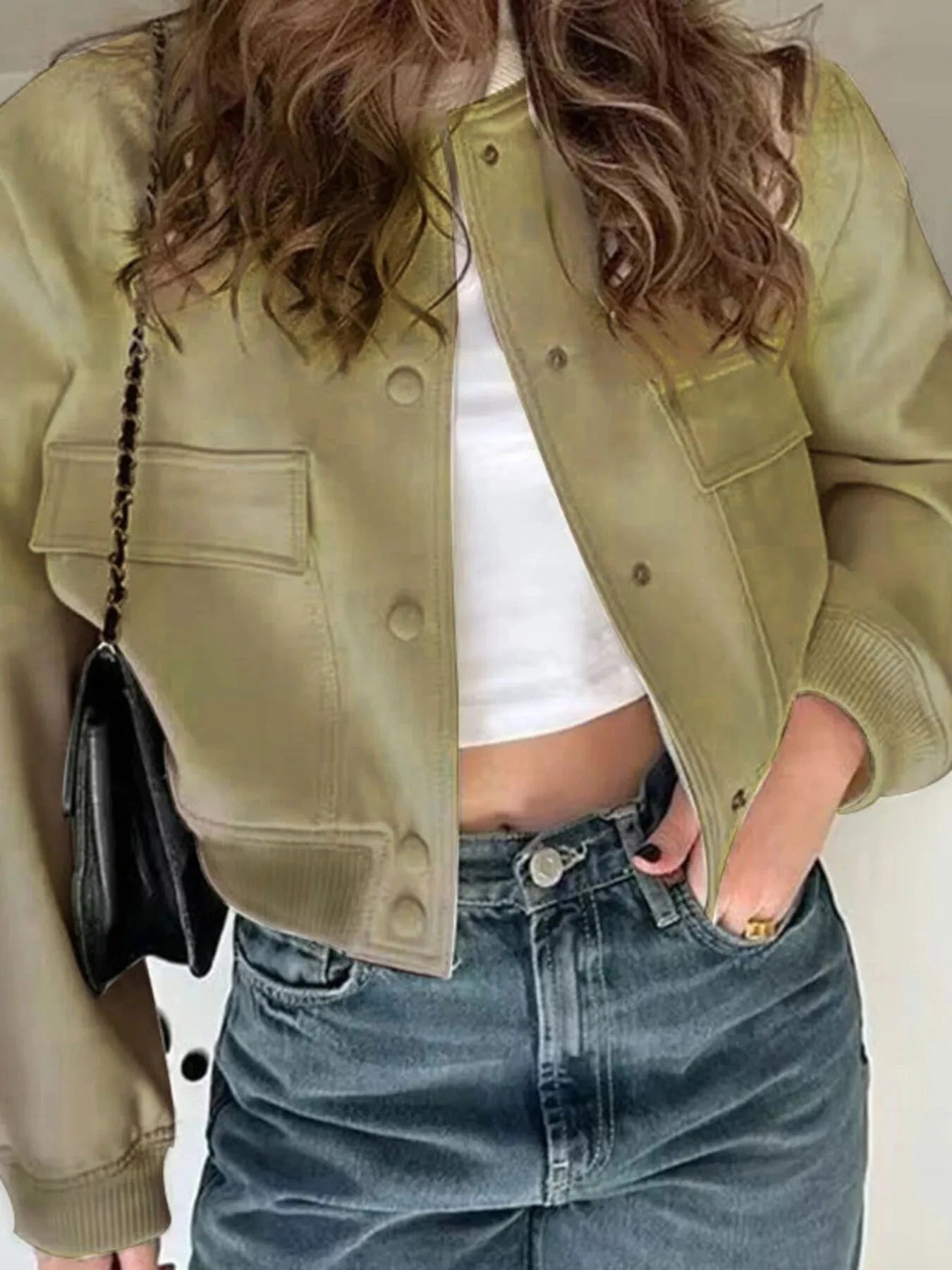 Plus Size Cropped Jacket with Snap Down Feature for Stylish Comfort - Perfect for Effortless Style - Redemption By Ashley North