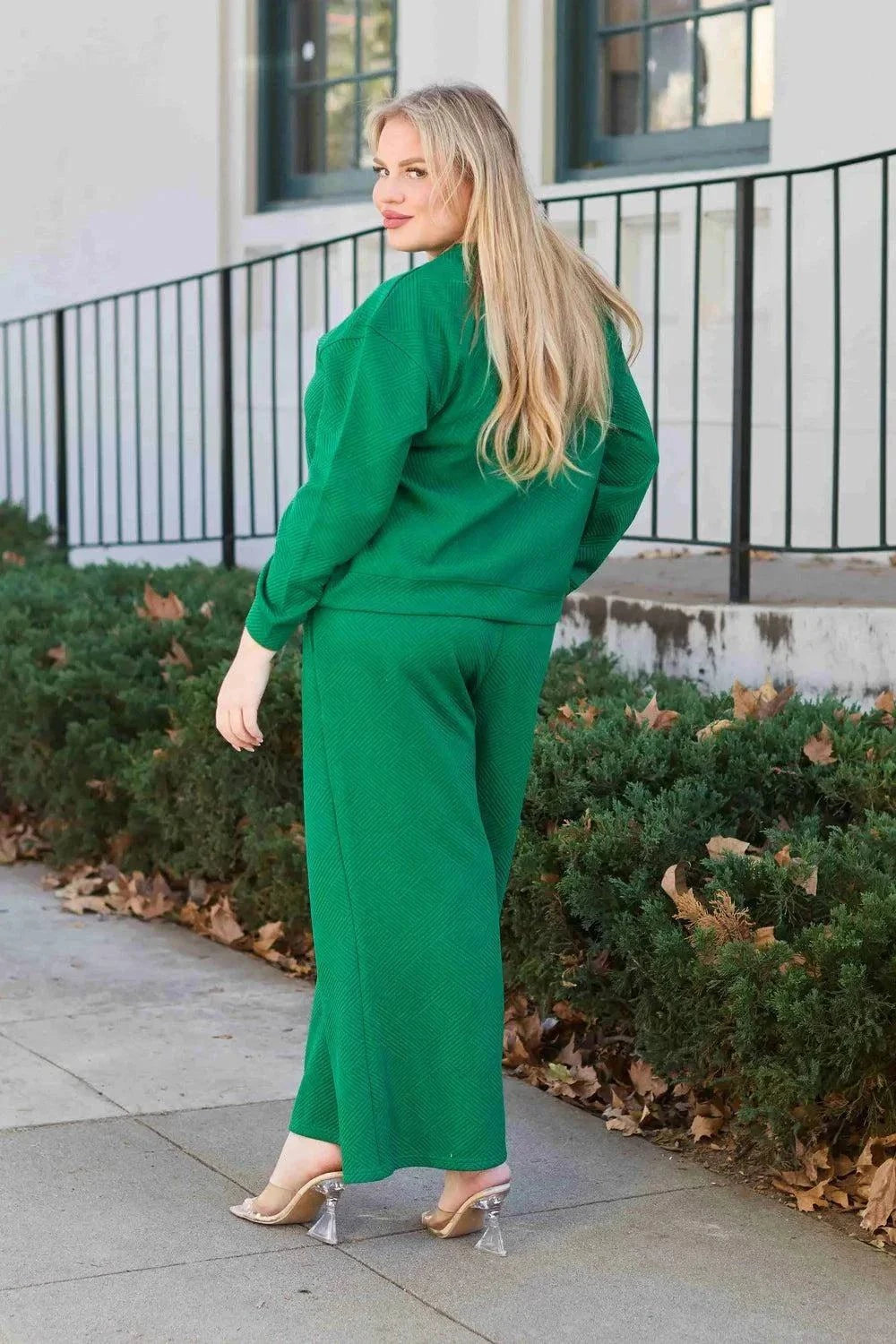 Textured Long Sleeve Set and Pants with Drawstring - Double Take Collection - Redemption By Ashley North