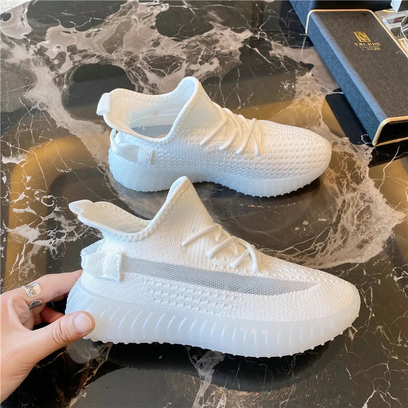 Mesh Lace-Up Platform Athletic Shoes.