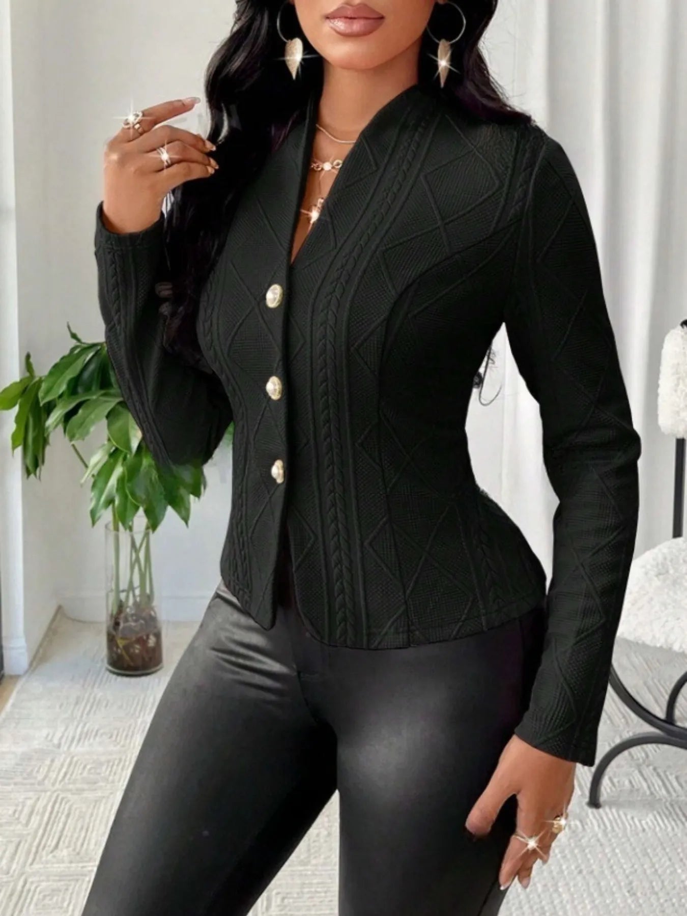 Textured Long Sleeve Jacket for Effortless Style and Comfort - Redemption By Ashley North