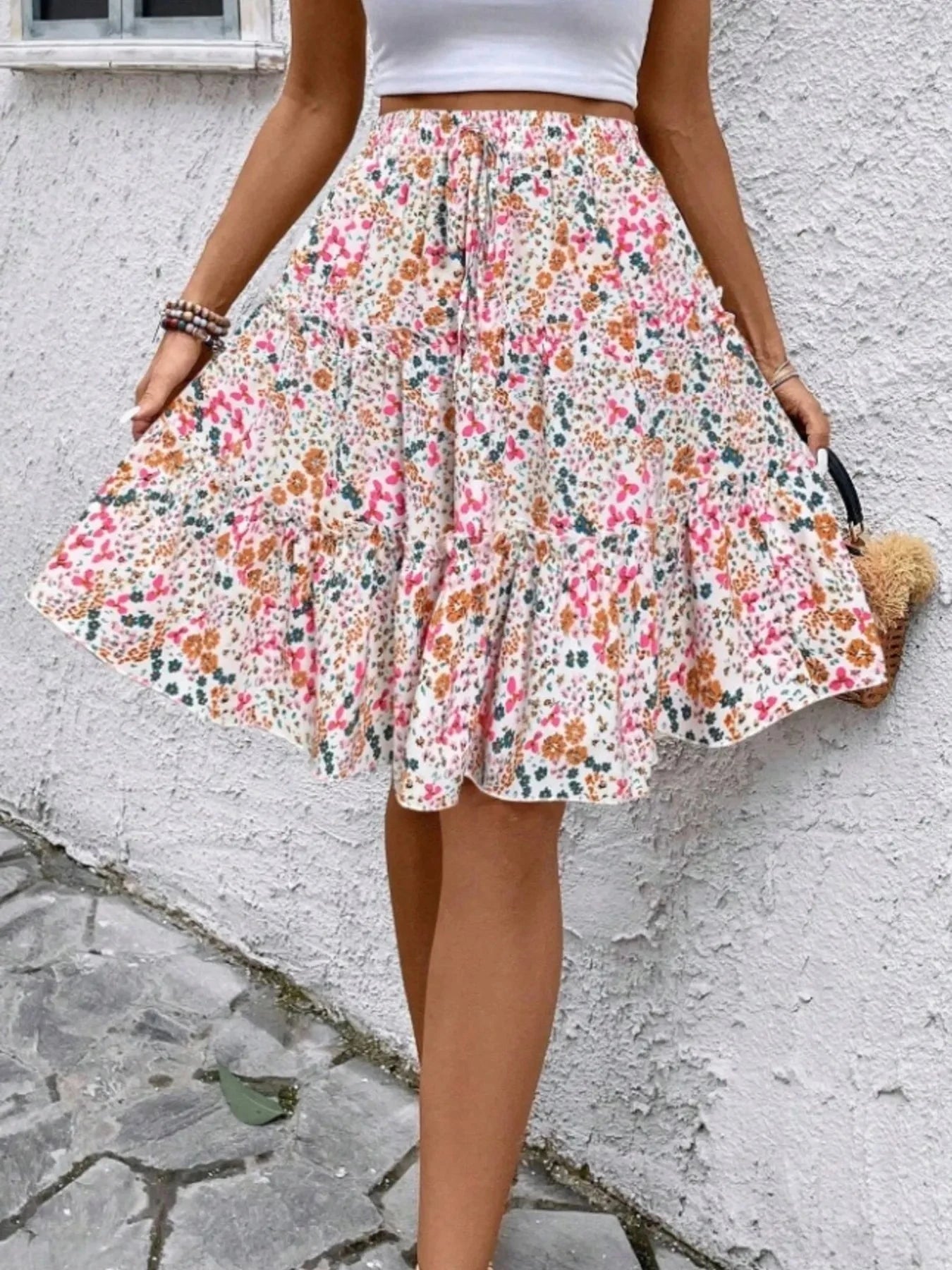 Floral Print Midi Skirt - Chic and Elegant Women's Fashion Statement - Redemption By Ashley North