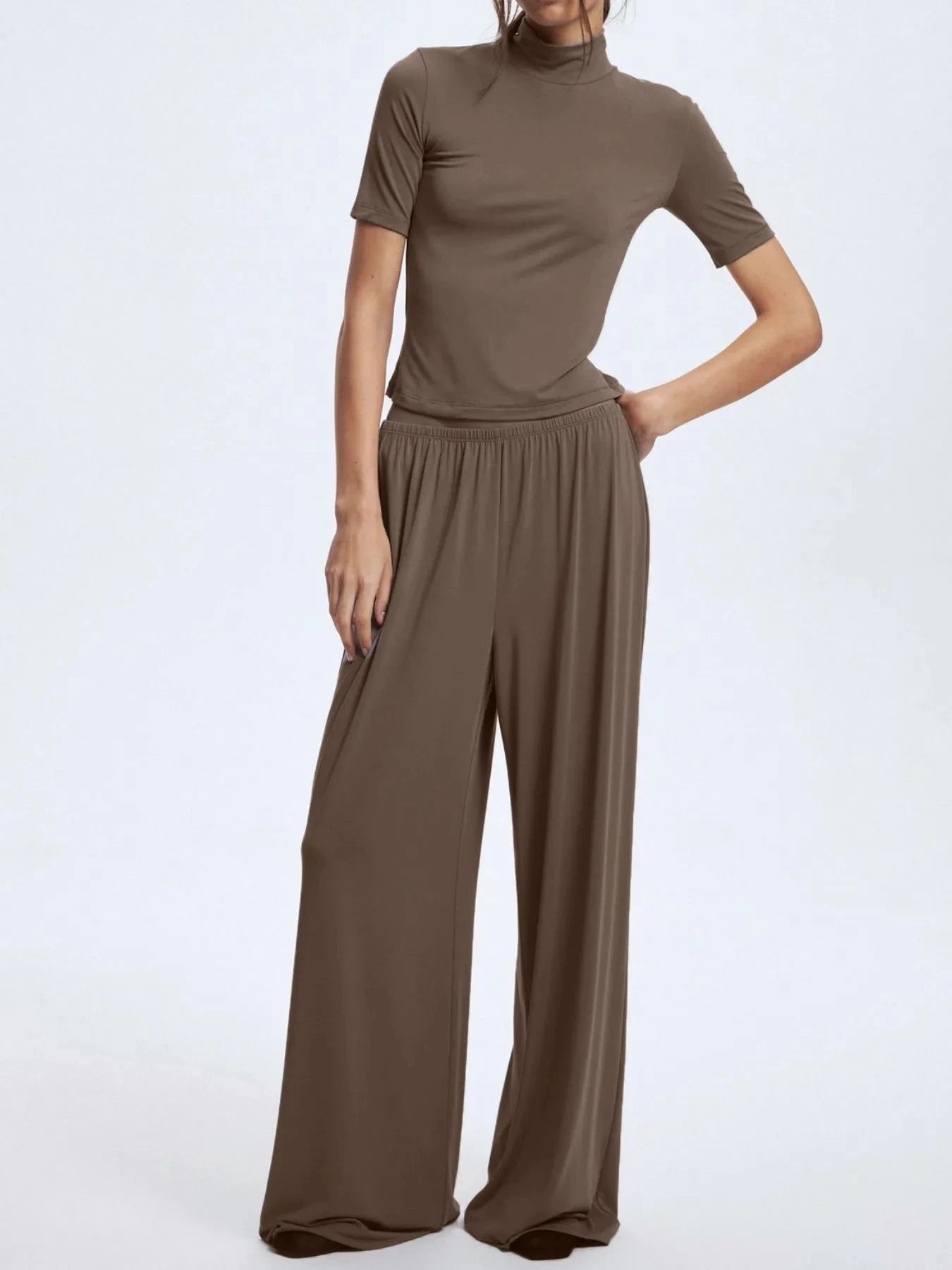 Mock Neck Top Pants Set for Effortless Style and Comfort - Redemption By Ashley North