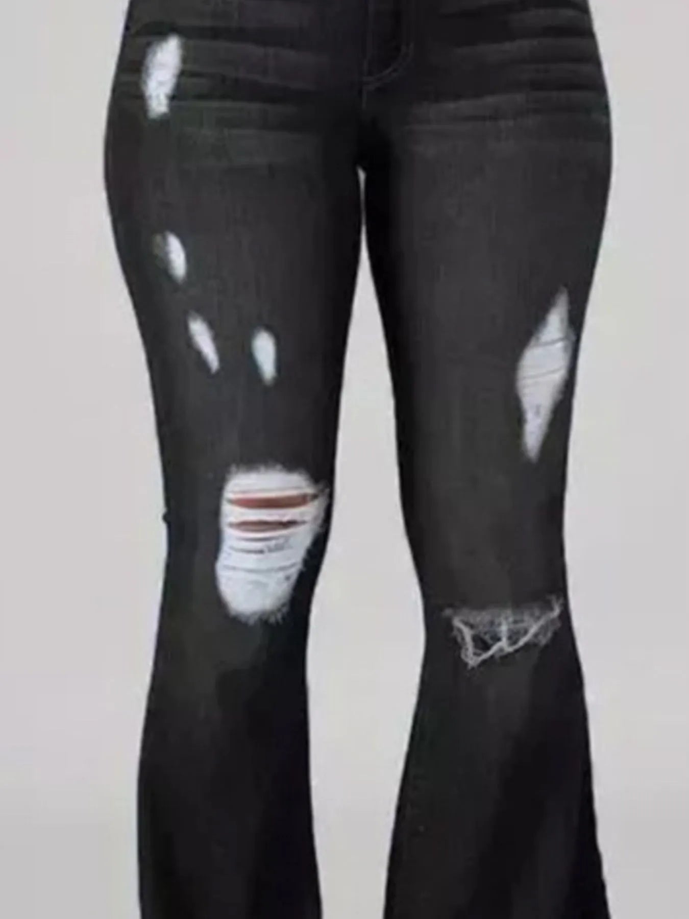 Full Size Plus Size Distressed Flare Jeans with Raw Hem.