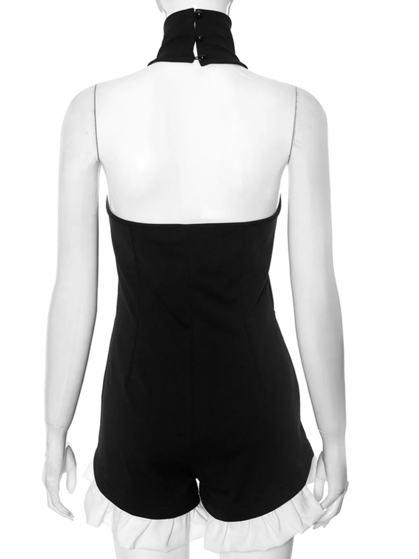 Halter Neck Ruffled Hem Romper - Stylish Halter Neck Romper for Effortless Summer Vibes.