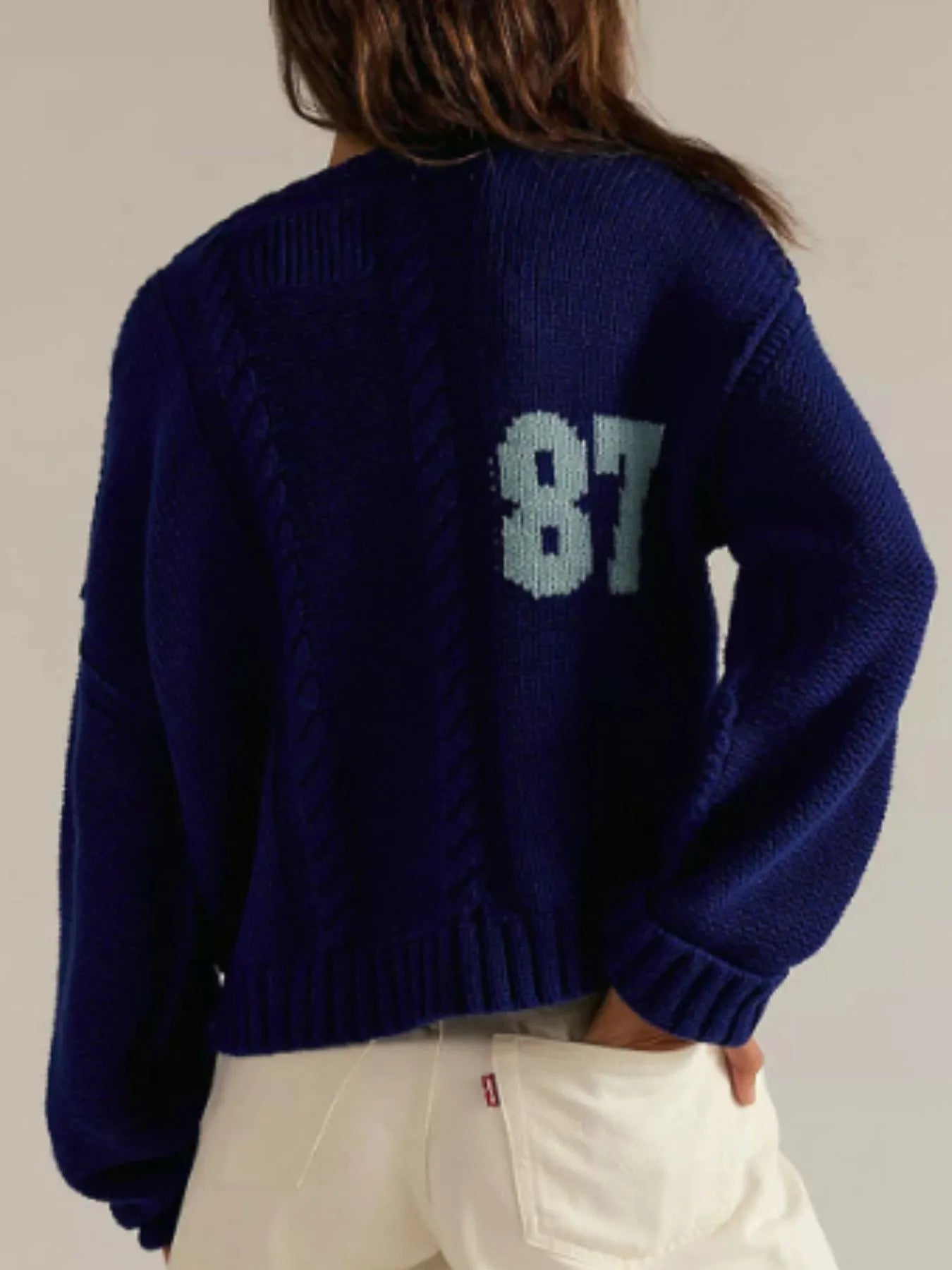 Number 81 Oversized Cable Knit Sweater.