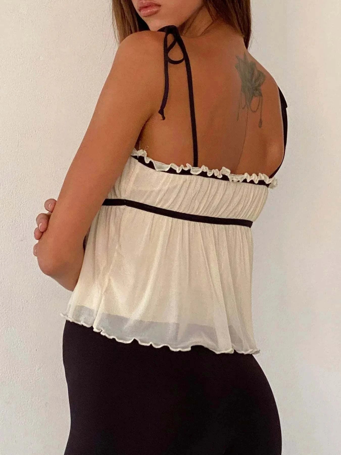 Contrast Trim Cami with Tie Straps - Redemption By Ashley North