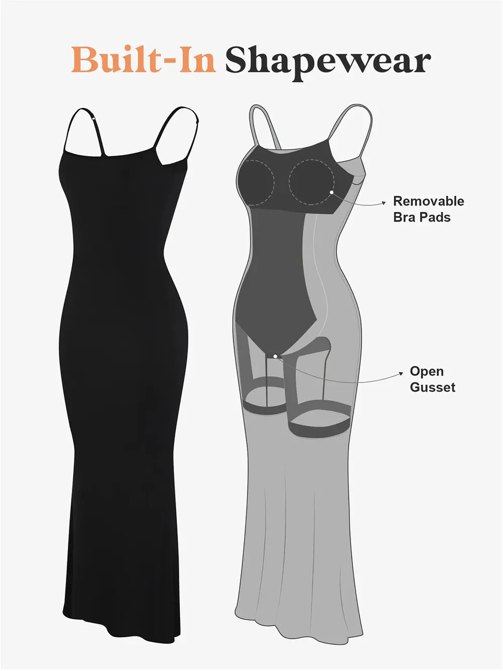Basic Shapewear Maxi Dress with Built-In Support and Sleeveless Design - Redemption By Ashley North