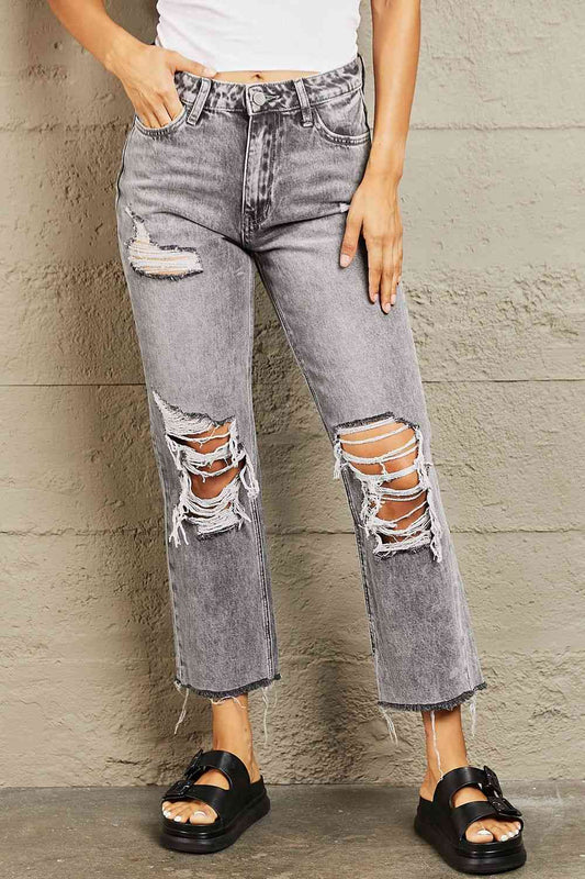 BAYEAS Acid Wash Distressed Cropped Jeans for a Chic Look - Redemption By Ashley North