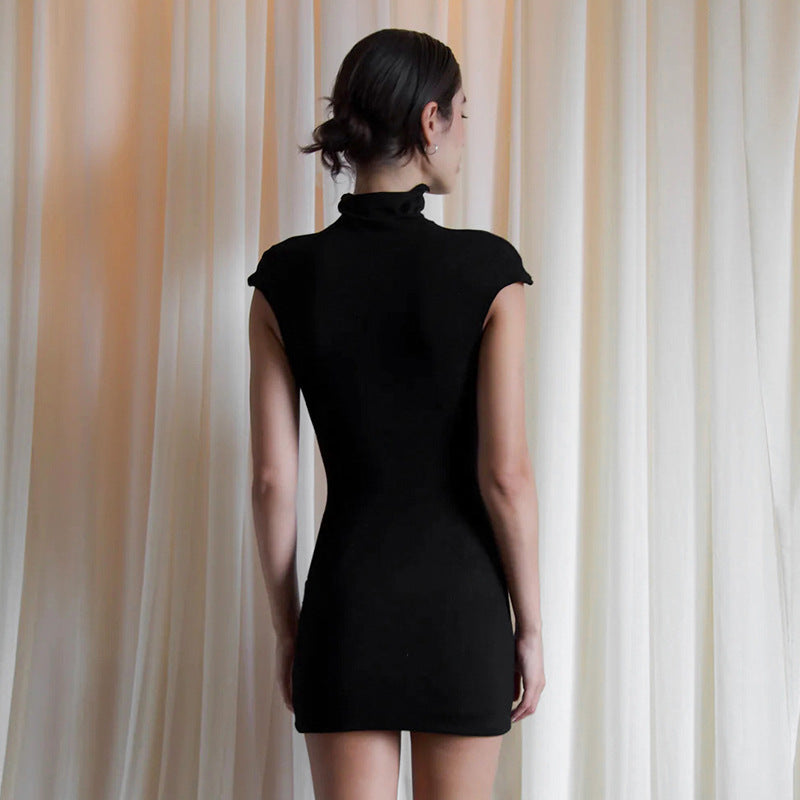 Flower Sleeveless Turtleneck Dress for Women - Solid Color Slim Fit - Redemption By Ashley North