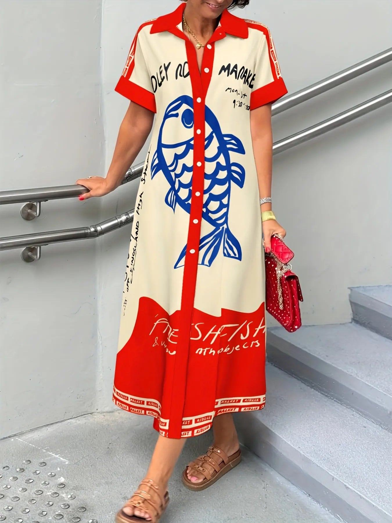 Printed Button Down Shirt Dress - Stylish and Versatile Fashion Essential.