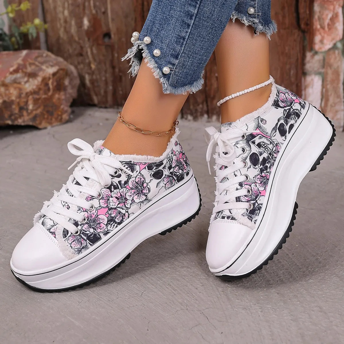 Printed Lace Up Platform Sneakers - Stylish Printed Platform Sneakers for Every Occasion - Redemption By Ashley North