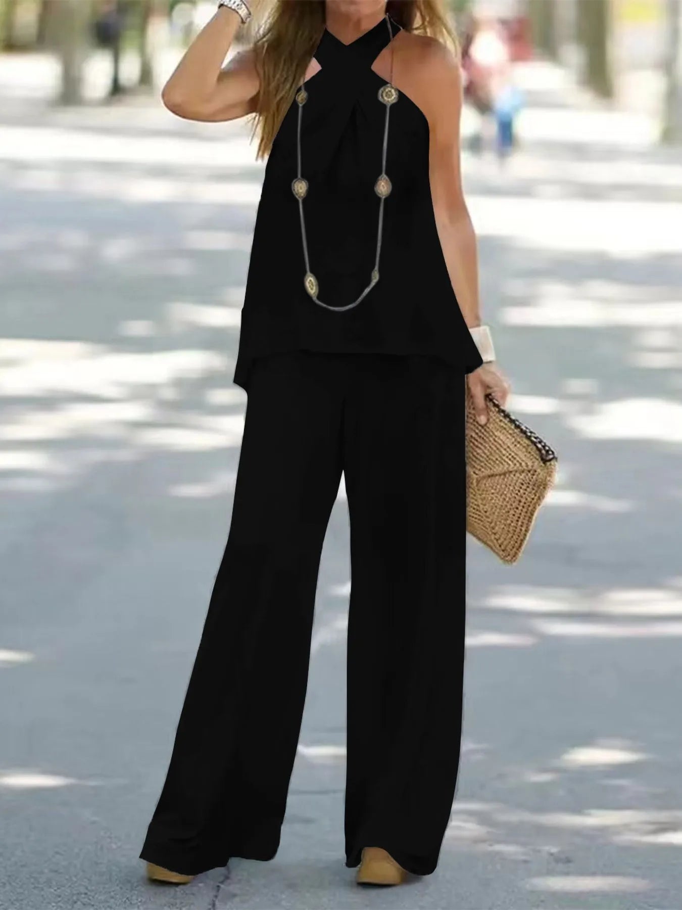 Halter Top Wide Leg Pants Set for Effortless Stylish Outfits.