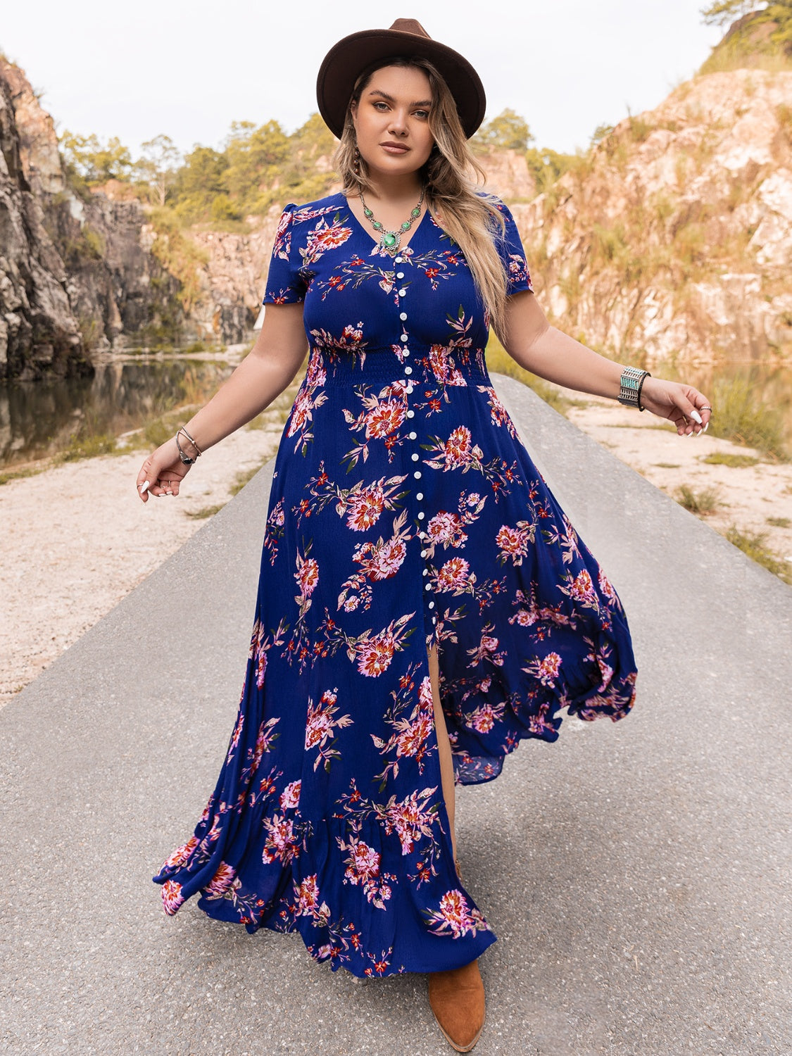 Plus Size Maxi Dress - Flattering V-Neck Long Dress for All Occasions - Redemption By Ashley North
