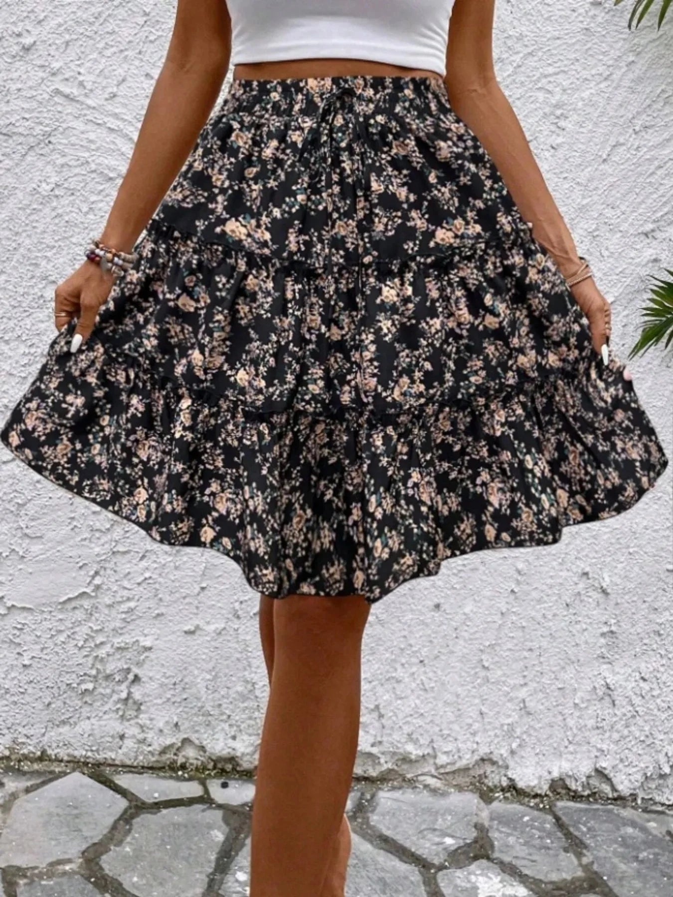 Floral Print Midi Skirt - Chic and Elegant Women's Fashion Statement - Redemption By Ashley North