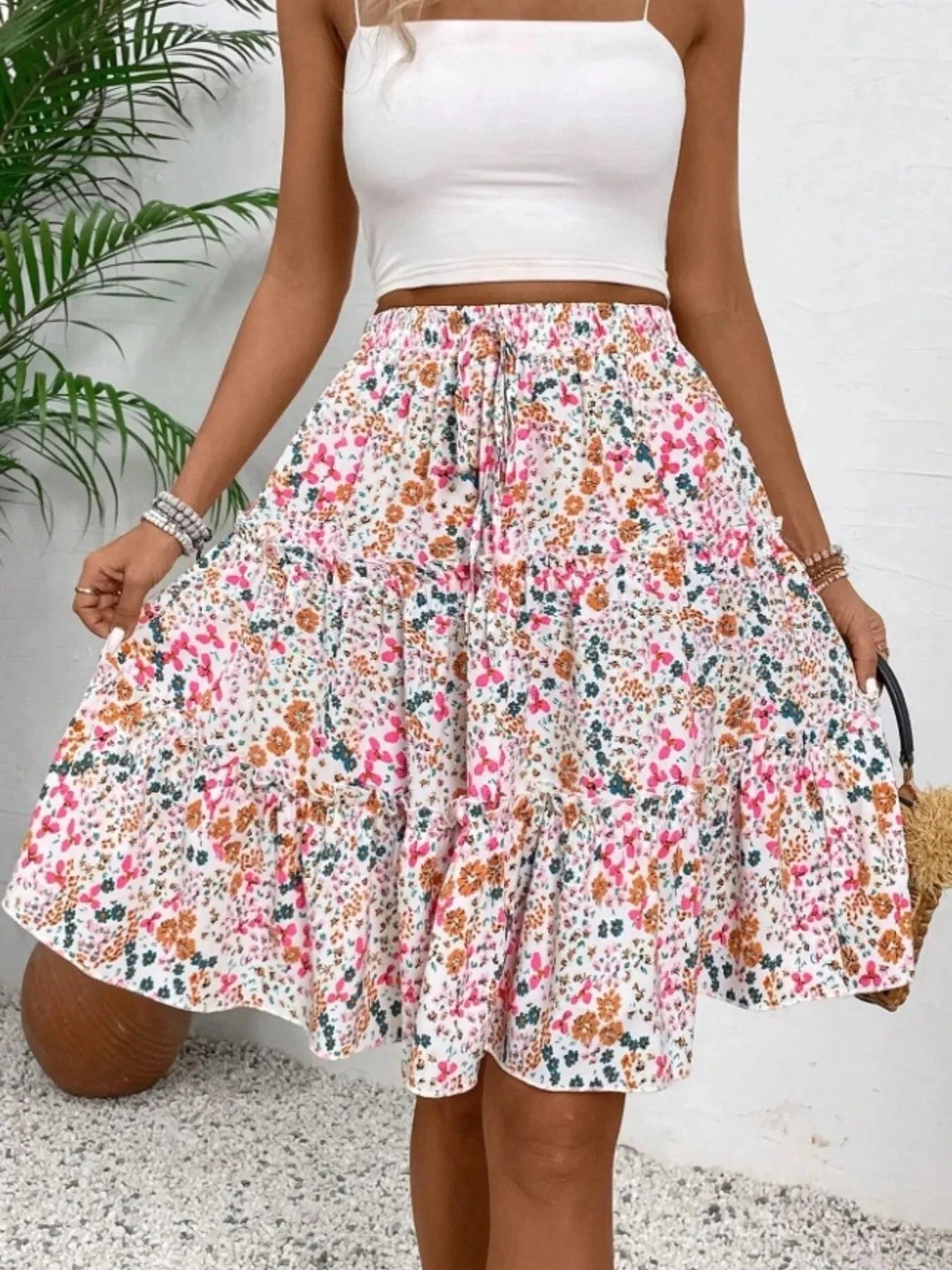 Floral Print Midi Skirt - Chic and Elegant Women's Fashion Statement - Redemption By Ashley North