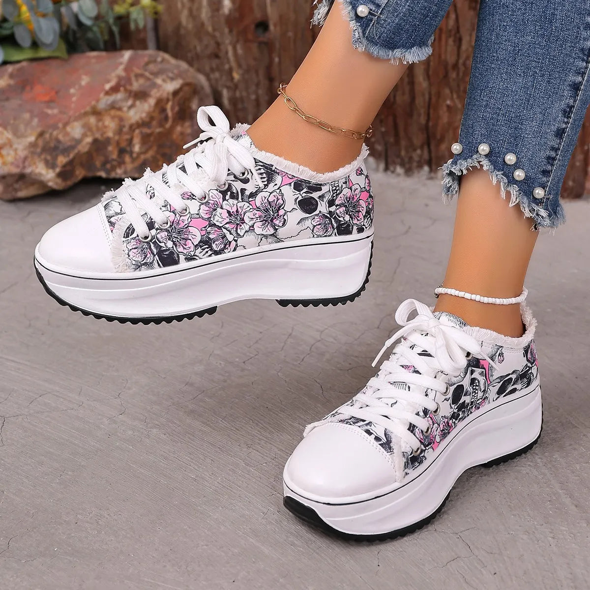 Printed Lace Up Platform Sneakers - Stylish Printed Platform Sneakers for Every Occasion - Redemption By Ashley North