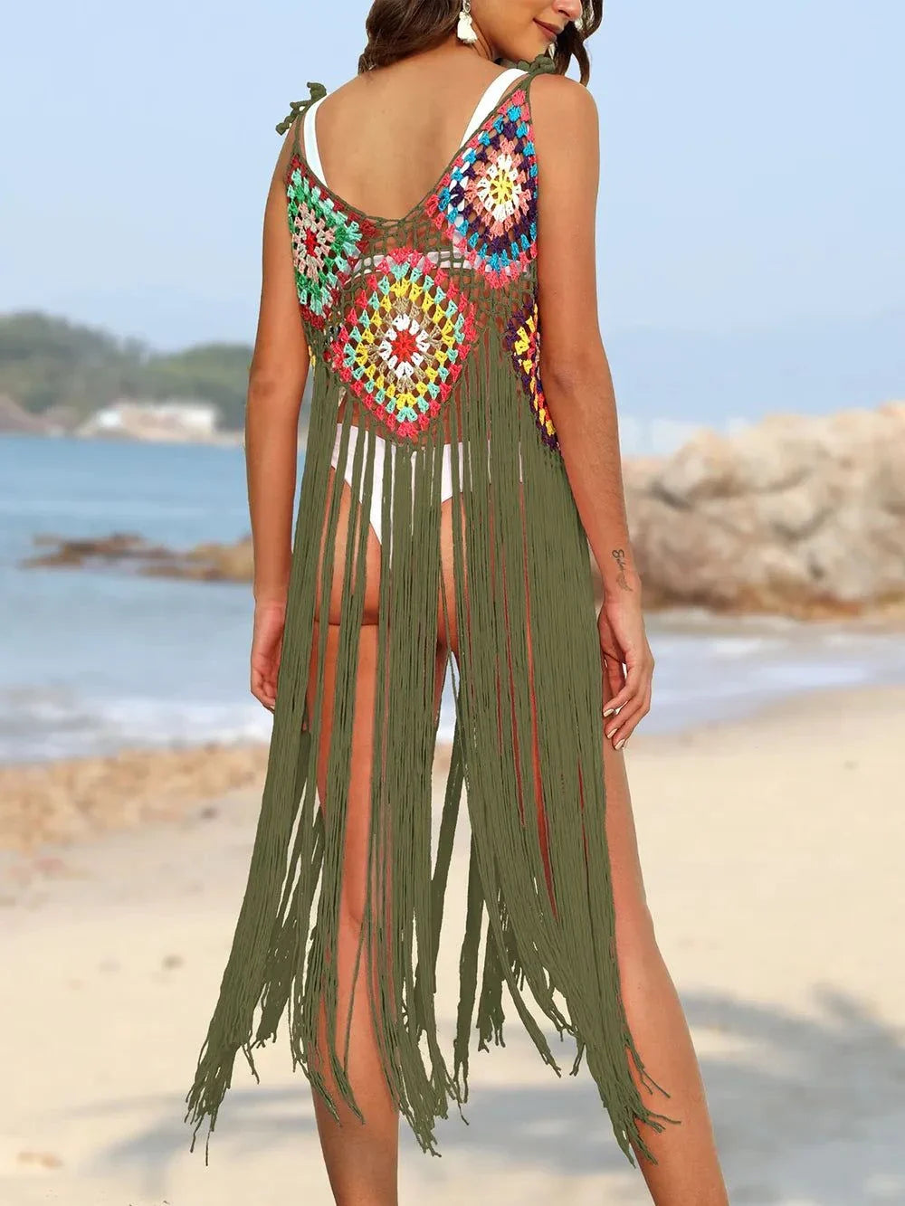 Fringe Cover-Up Dress with Spaghetti Straps - Redemption By Ashley North