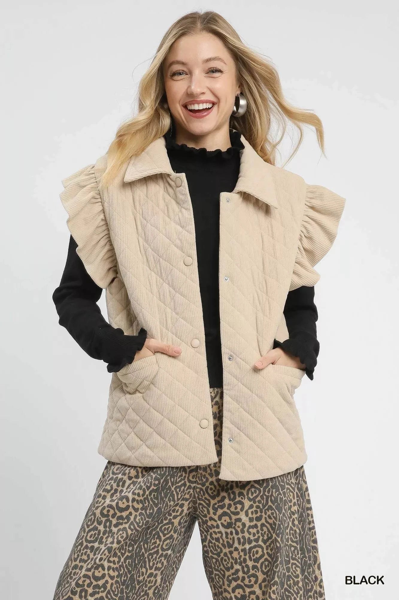 Ruffle Mock Neck Sweater for a Feminine and Chic Look.