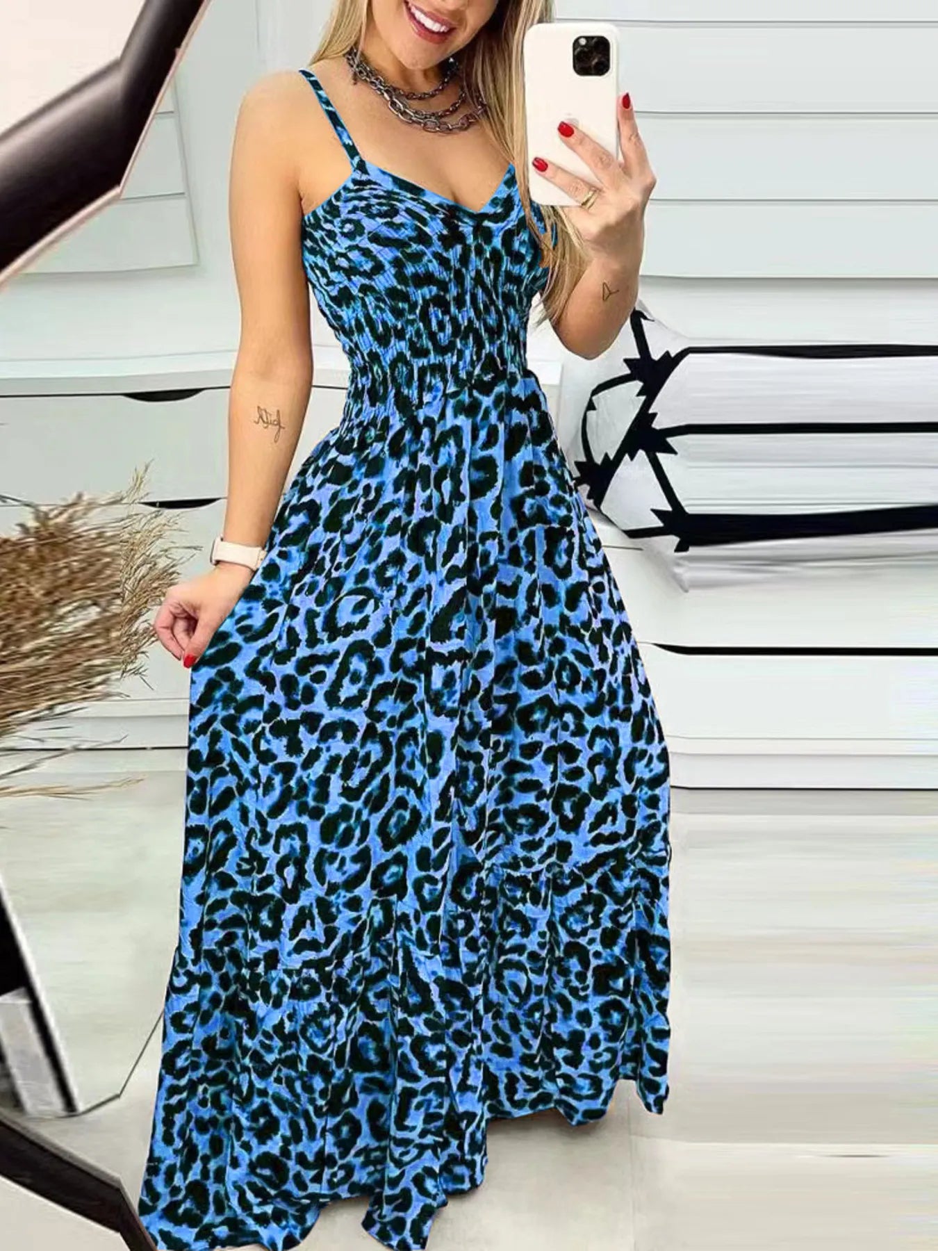 Full Size Leopard Print Dress - Spaghetti Strap Maxi Dress for Plus Size Fashion - Redemption By Ashley North