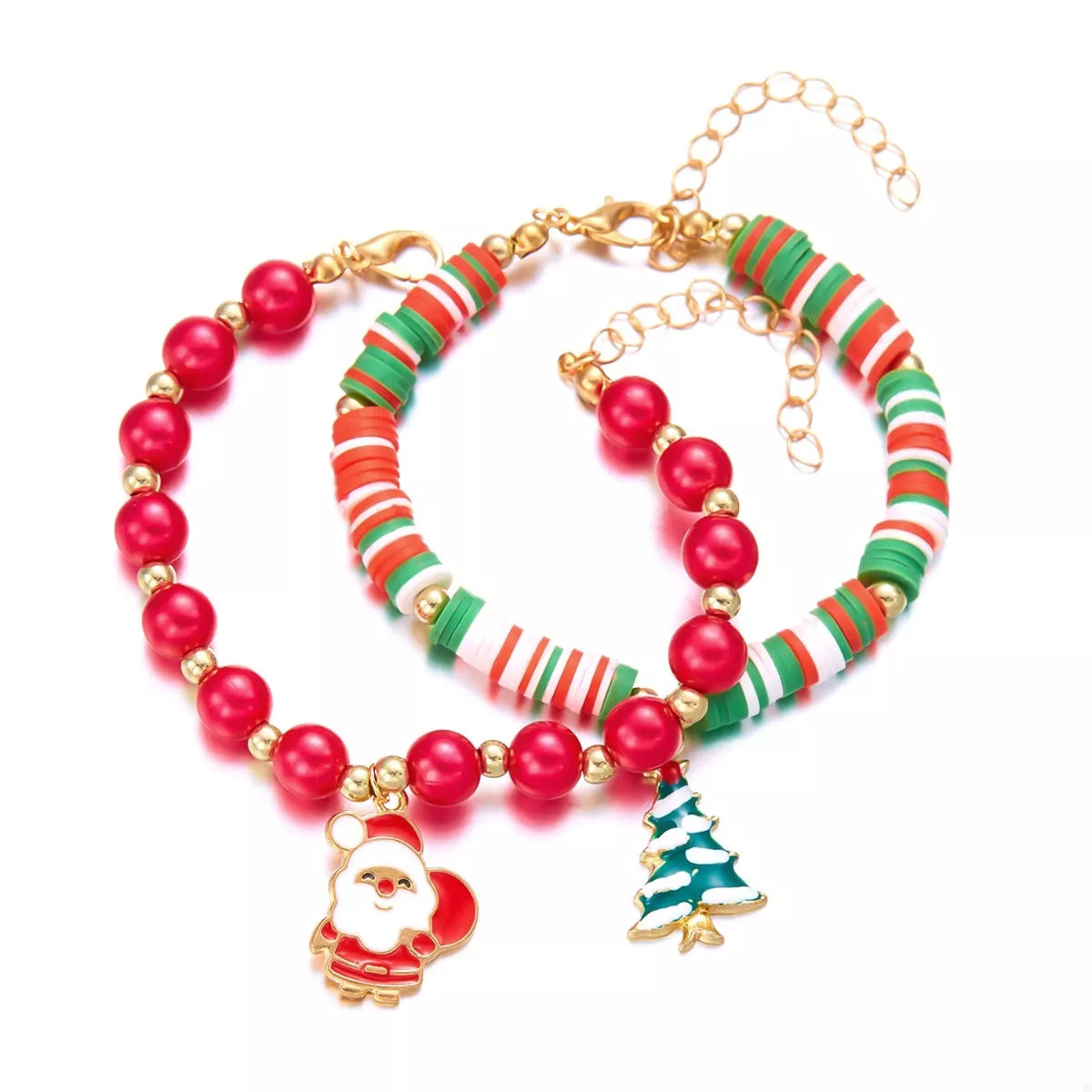 Christmas Beaded Charm Bracelet.