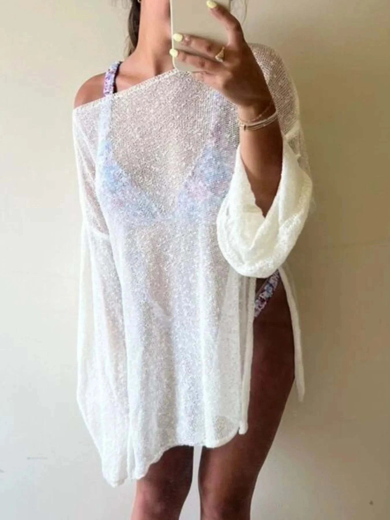 Side Slit Cover-Up with Bell Sleeves - Redemption By Ashley North