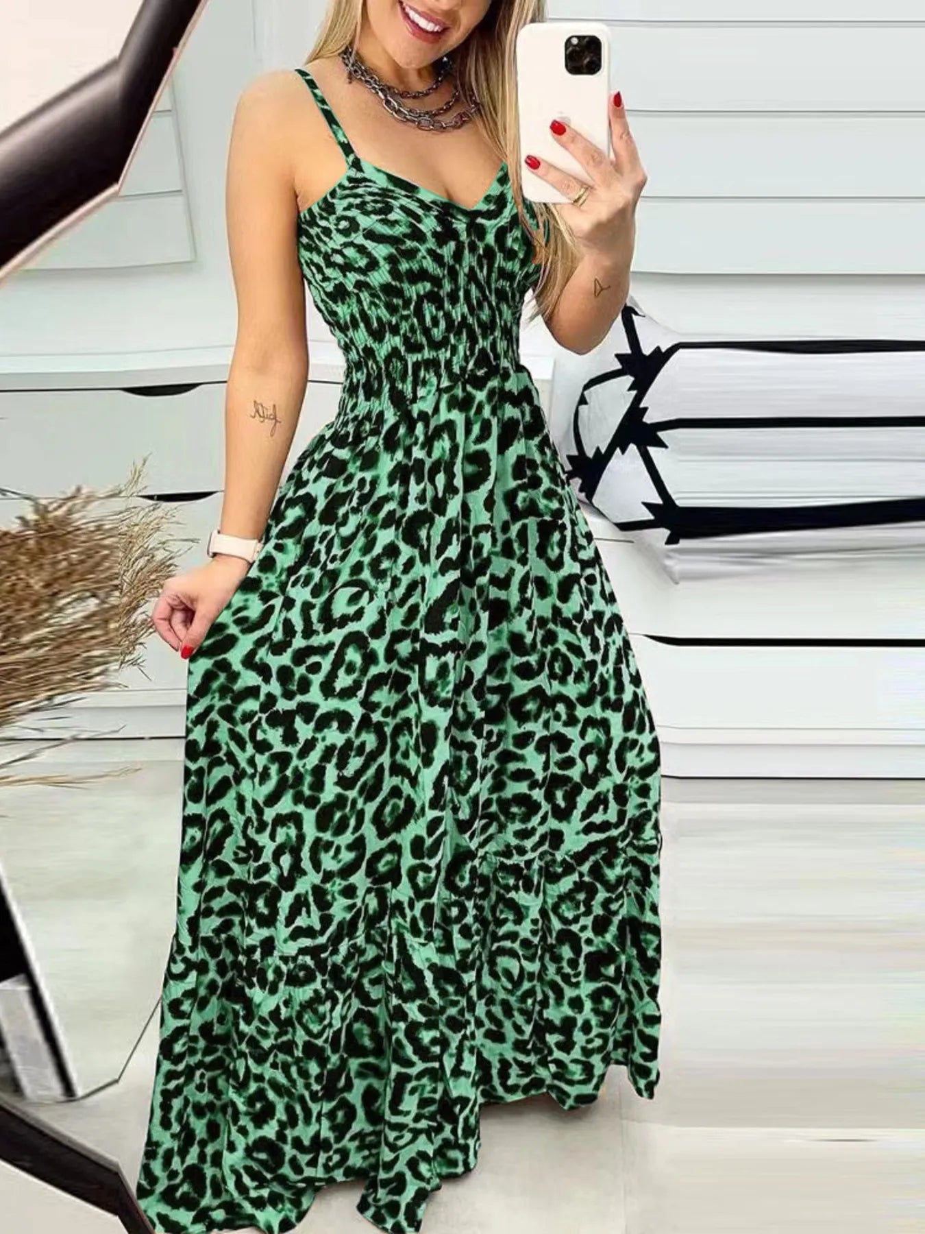 Full Size Leopard Print Dress - Spaghetti Strap Maxi Dress for Plus Size Fashion - Redemption By Ashley North