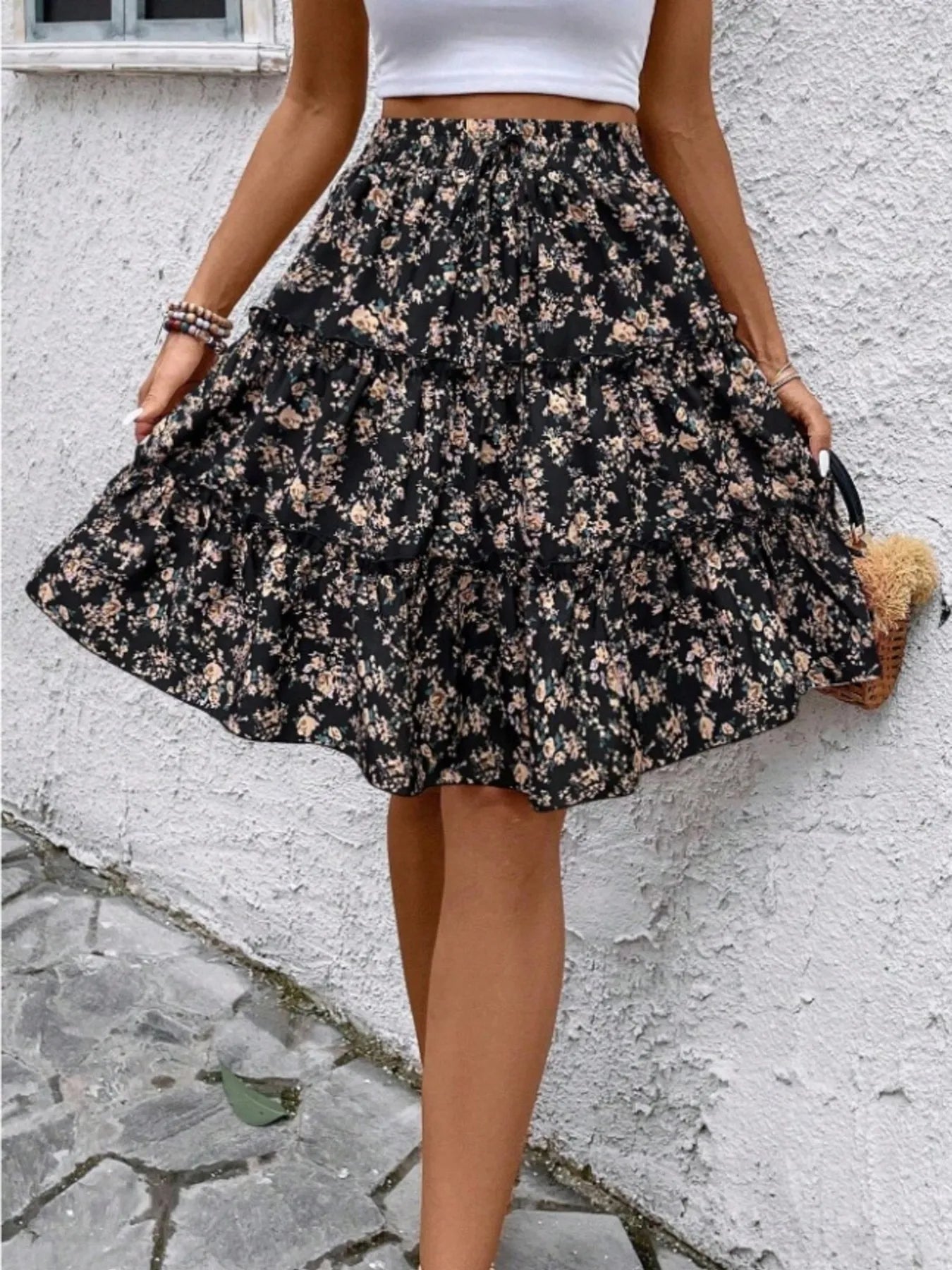 Floral Print Midi Skirt - Chic and Elegant Women's Fashion Statement - Redemption By Ashley North