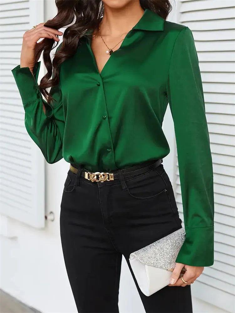 Button Up Collared Neck Long Sleeve Shirt.
