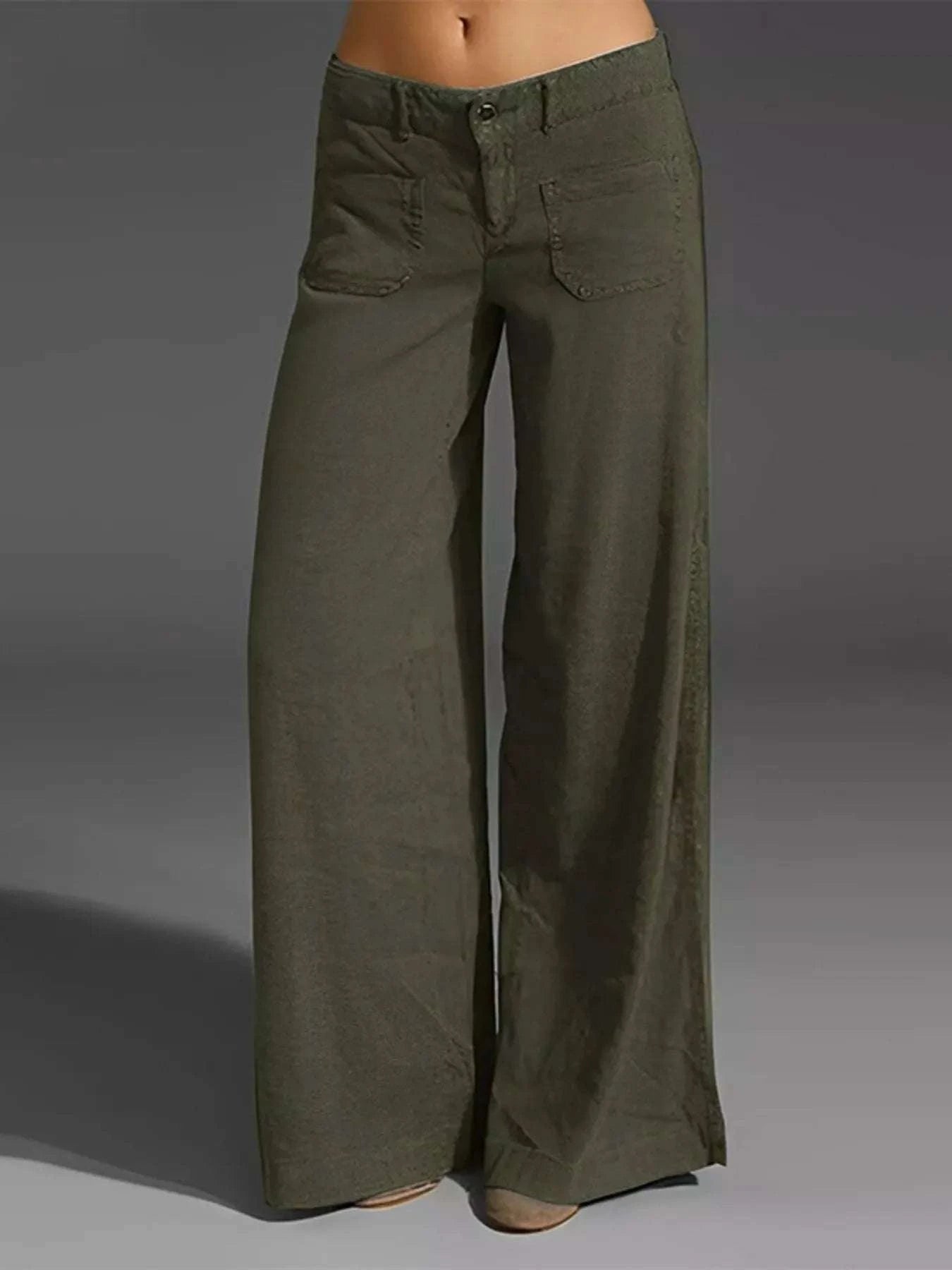 Full Size Plus Size Wide Leg Pants with Pockets.