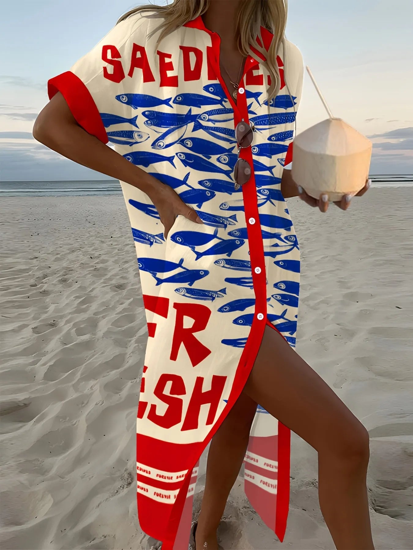 Printed Button Down Shirt Dress - Stylish and Versatile Fashion Essential.