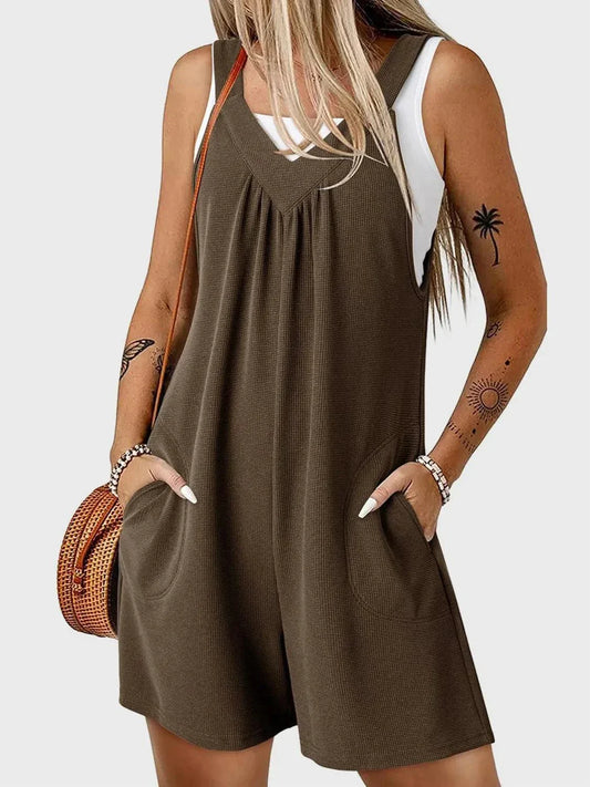 V-Neck Wide Strap Romper for Stylish Comfort and Versatility - Redemption By Ashley North