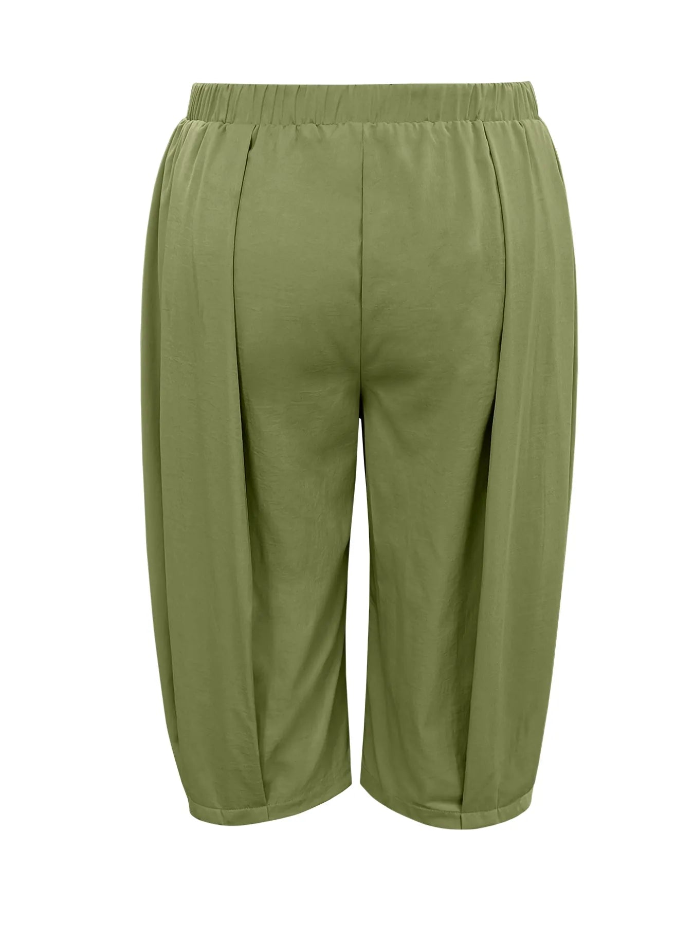 Plus Size Pleated Cropped Pants with Wide Leg Detail.