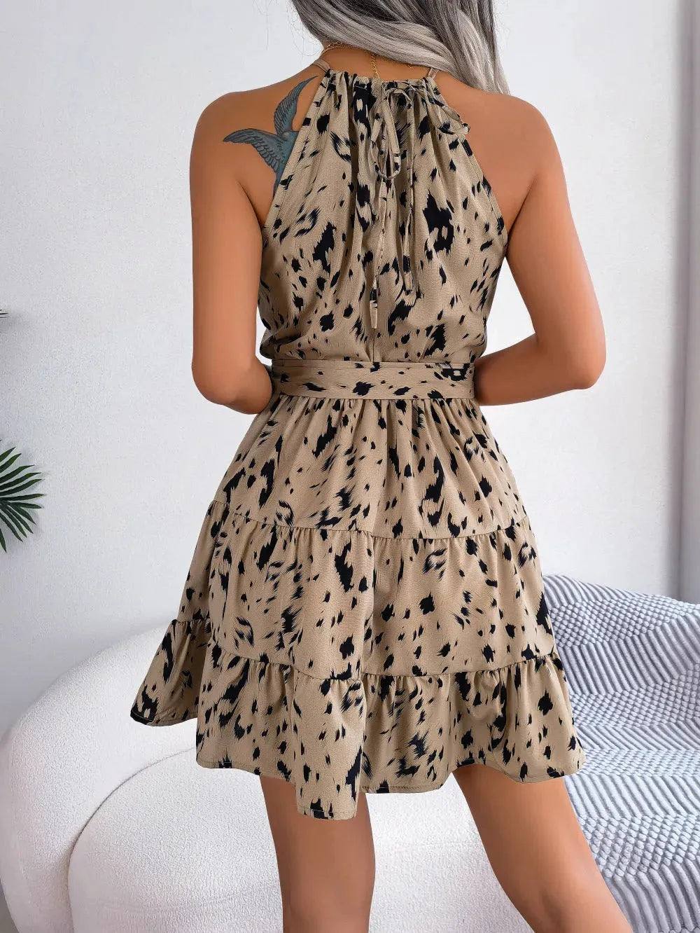 Leopard Print Summer Dress - Ruffled Swing Casual Beachwear for Women - Redemption By Ashley North