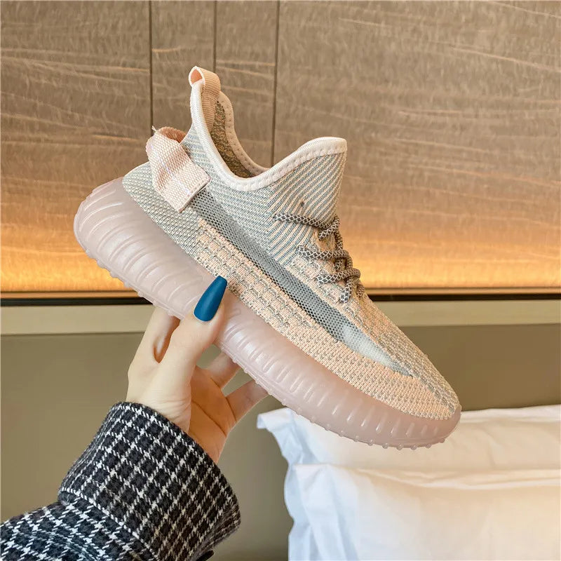 Mesh Lace-Up Platform Athletic Shoes.