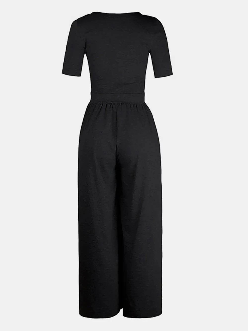 Scoop Neck Jumpsuit - Short Sleeve Stylish Women's Outfit - Redemption By Ashley North