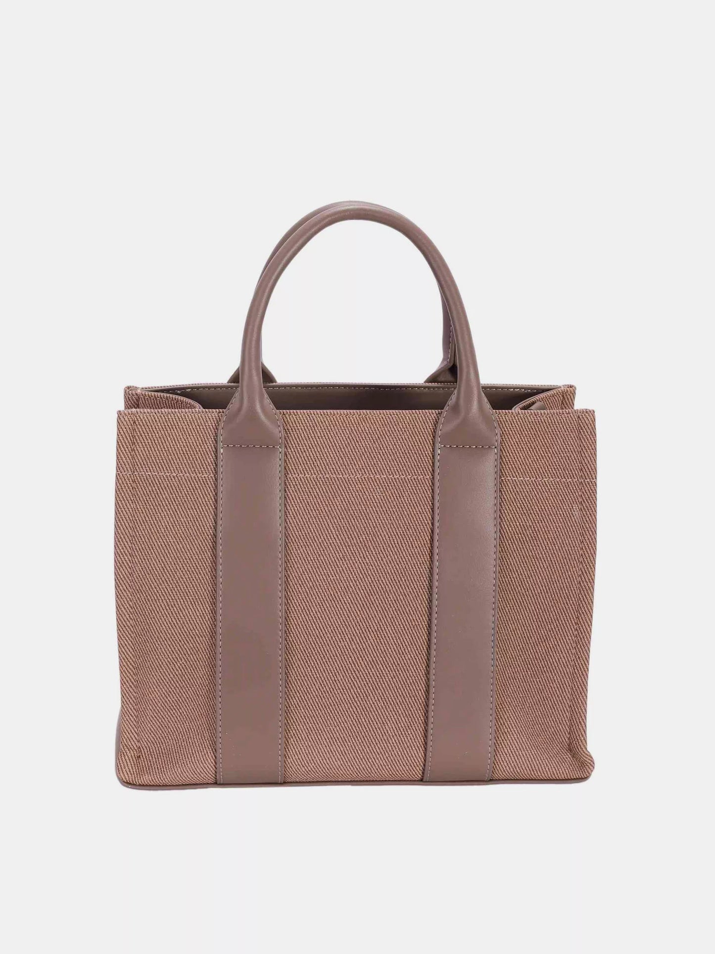 David Jones Canvas Tote Handbag with Contrast Leather Handles.