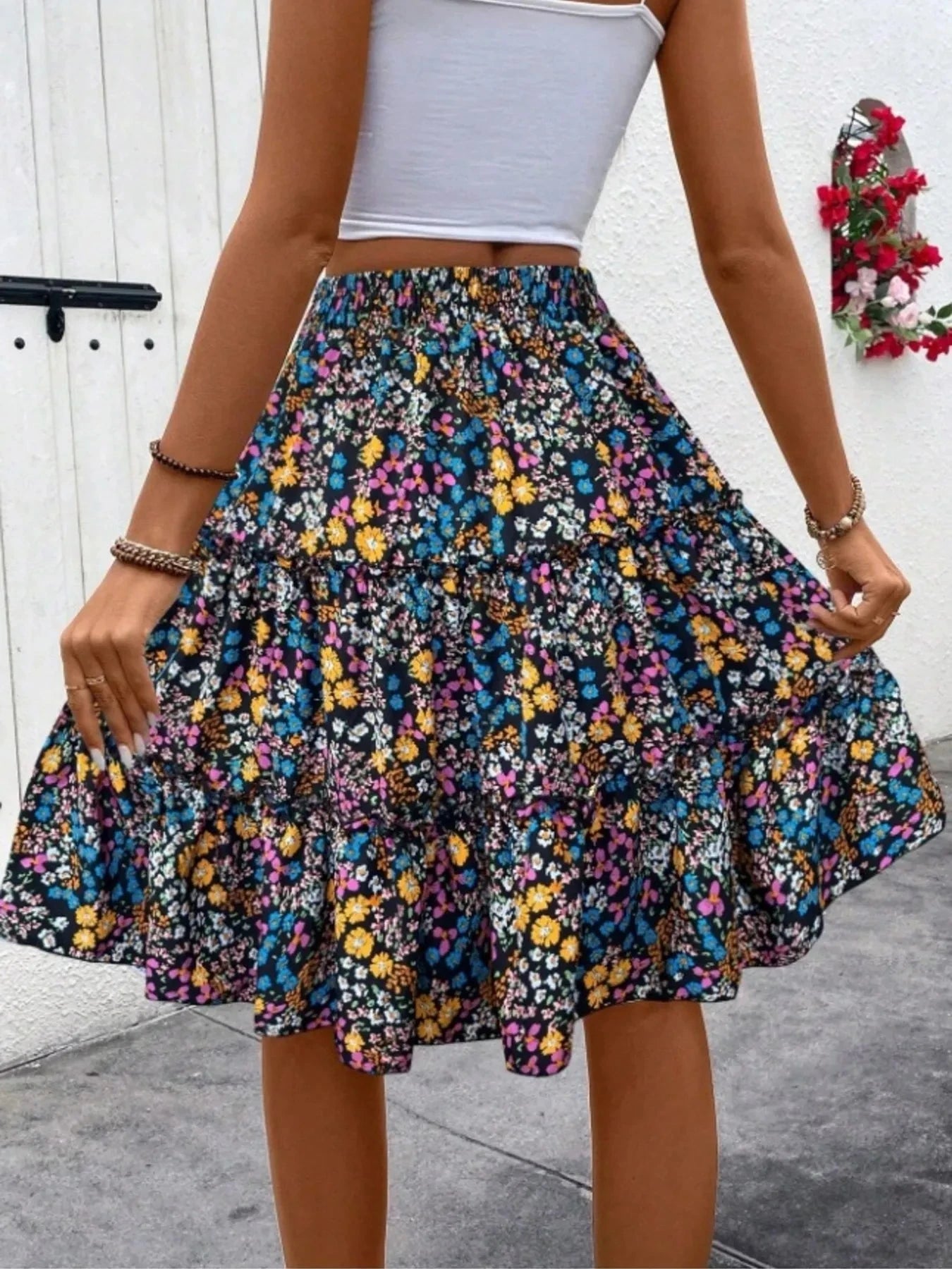 Floral Print Midi Skirt - Chic and Elegant Women's Fashion Statement - Redemption By Ashley North