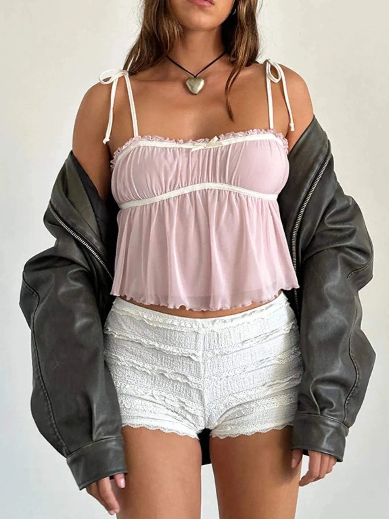 Contrast Trim Cami with Tie Straps - Redemption By Ashley North