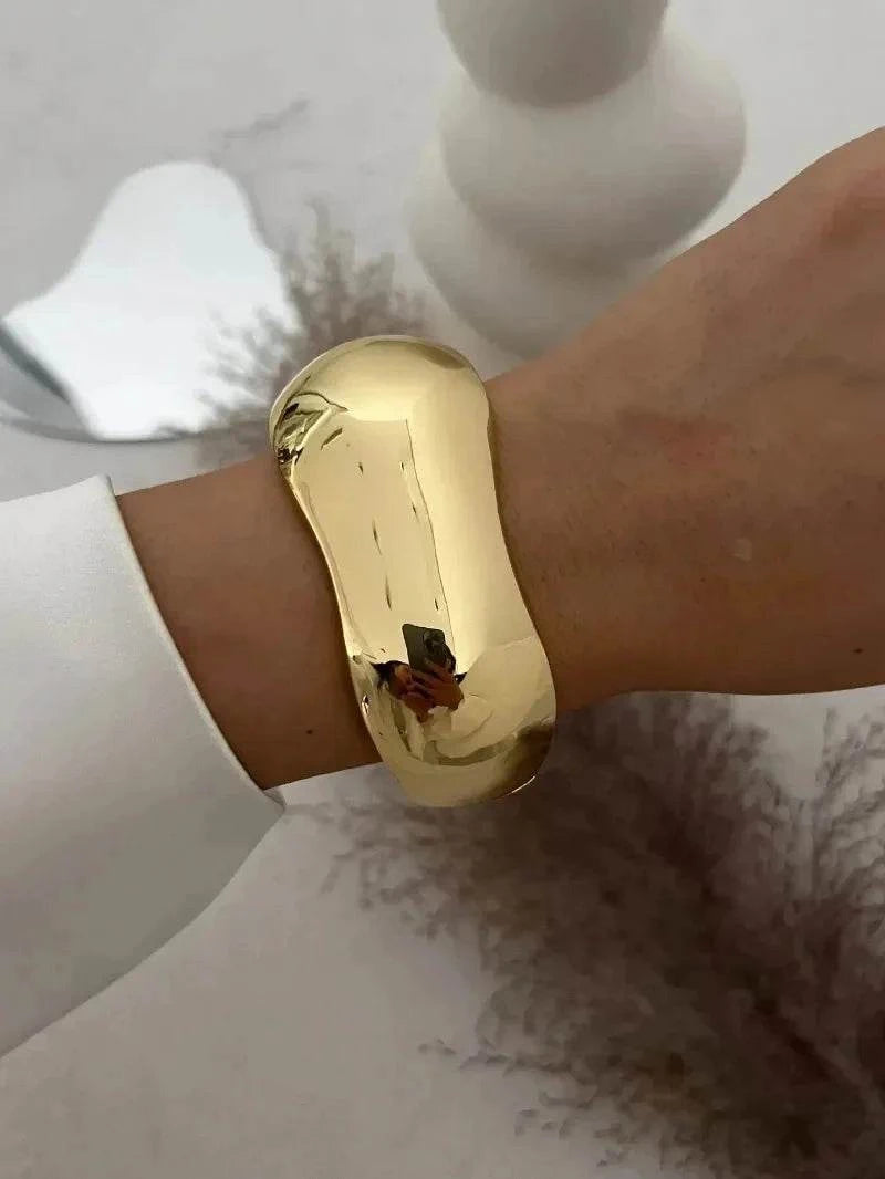 Wide Cuff Punk Metal Bangles Geometric Gold Silver Jewelry for Women and Men - Redemption By Ashley North