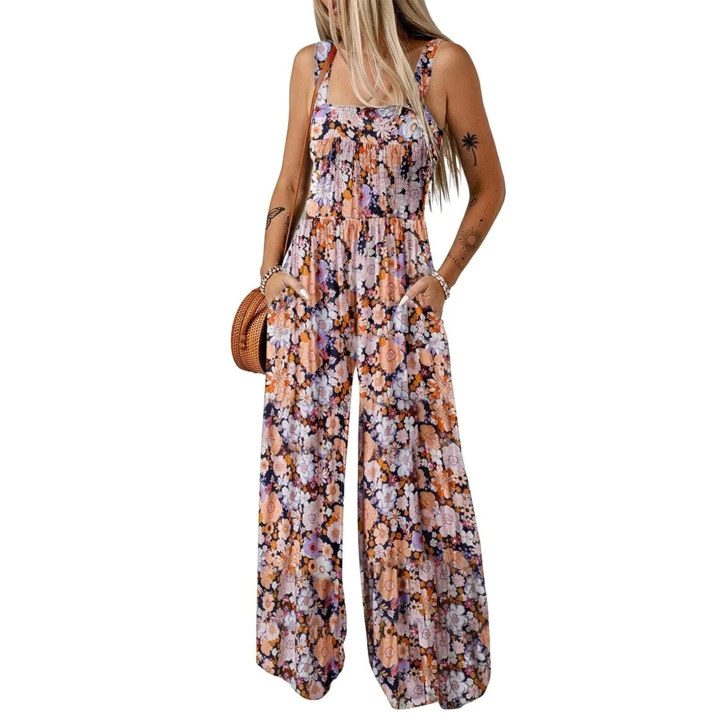 Floral Jumpsuit with Pockets - Bloom & Move Collection - Redemption By Ashley North