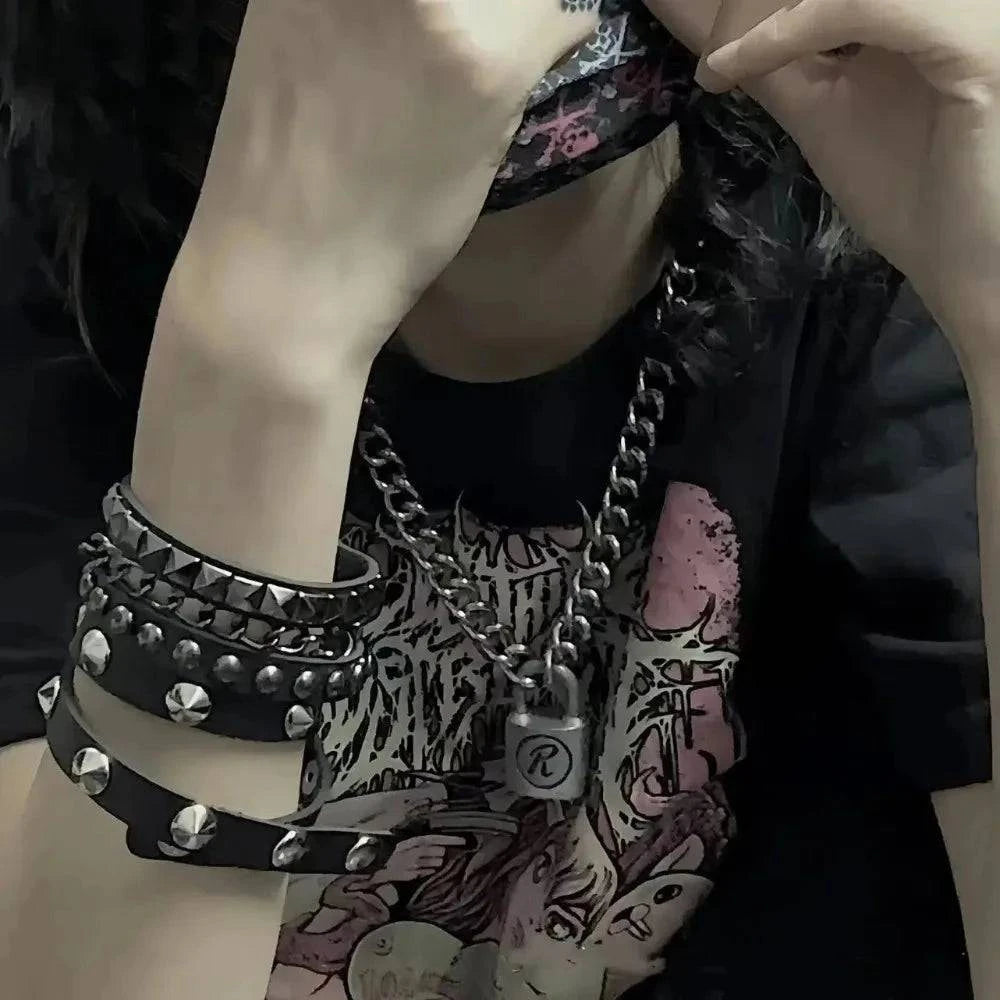 New 3PCS/Set Goth Emo Leather Bracelets for Men Women Punk Gothic Spike Rivets PU Leather Bangles Party Jewelry Gift - Redemption By Ashley North