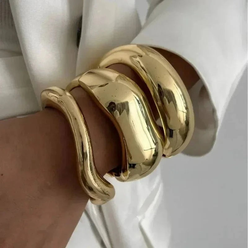 Wide Cuff Punk Metal Bangles Geometric Gold Silver Jewelry for Women and Men - Redemption By Ashley North
