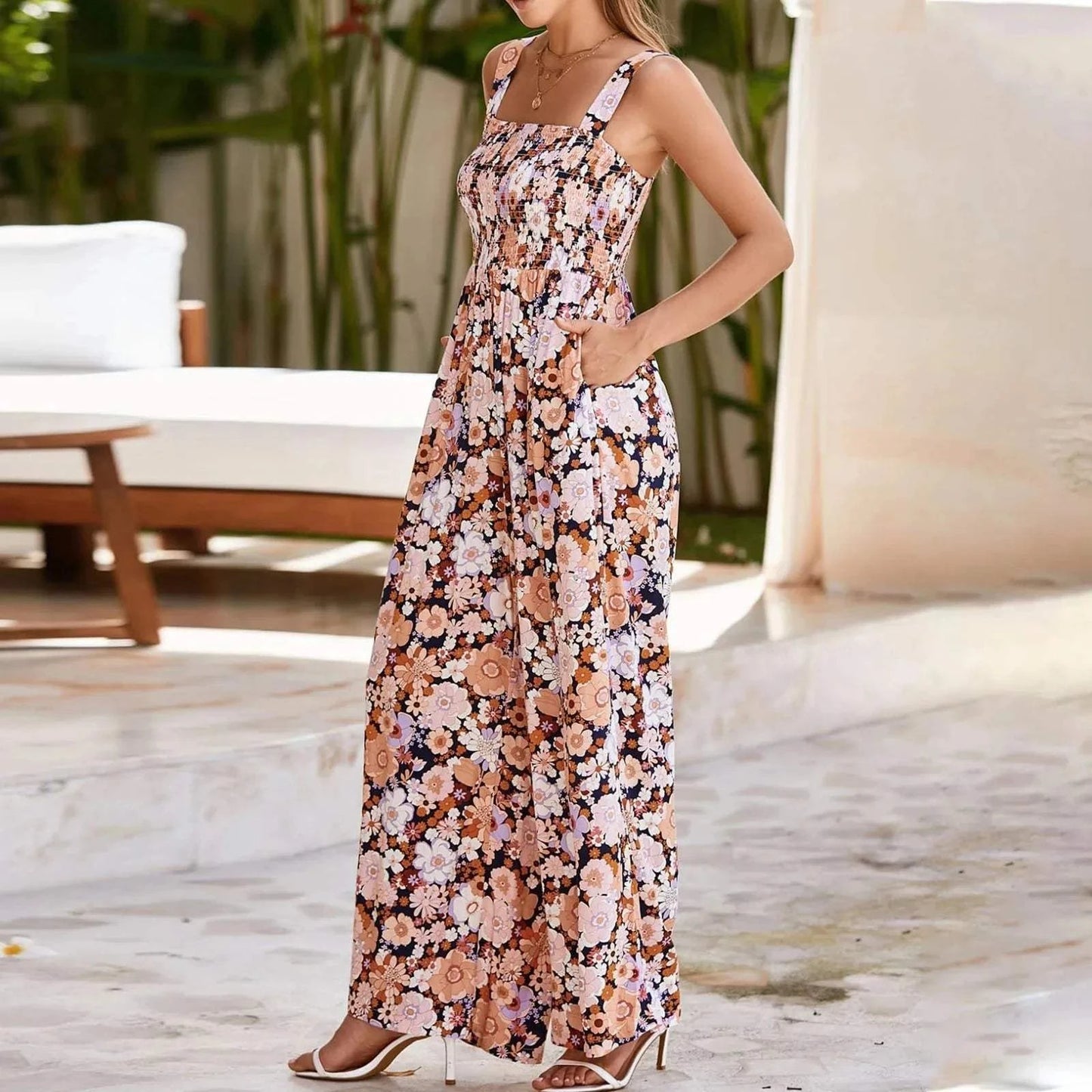 Floral Jumpsuit with Pockets - Bloom & Move Collection - Redemption By Ashley North
