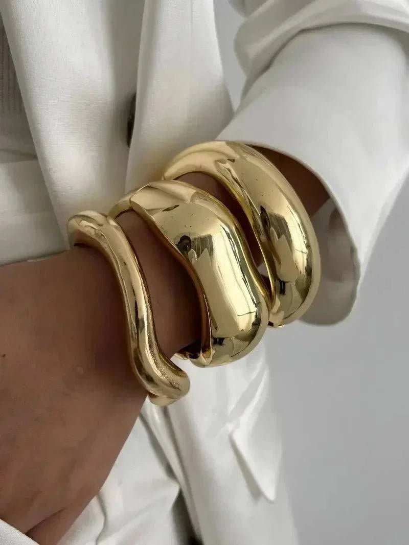 Wide Cuff Punk Metal Bangles Geometric Gold Silver Jewelry for Women and Men - Redemption By Ashley North