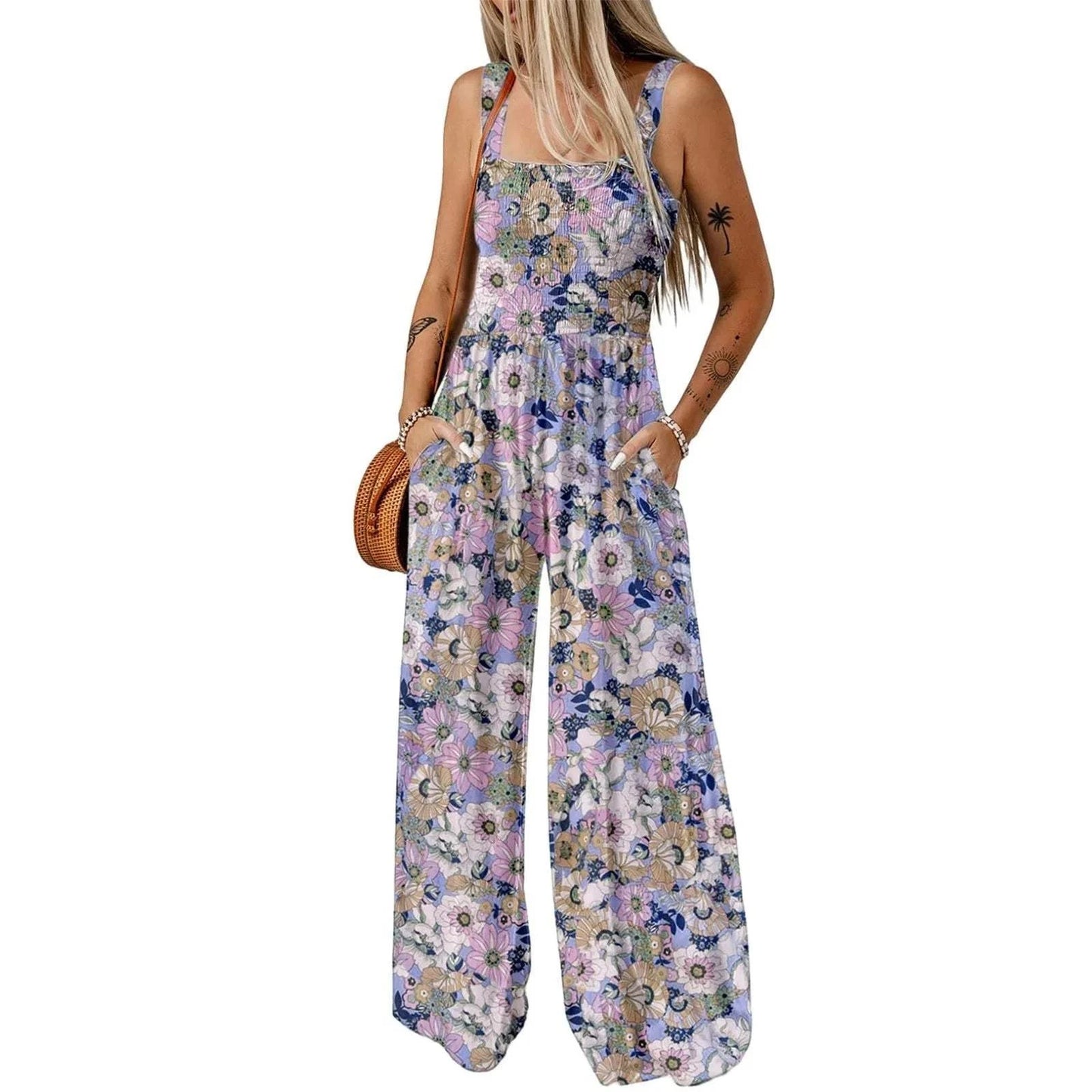 Floral Jumpsuit with Pockets - Bloom & Move Collection - Redemption By Ashley North